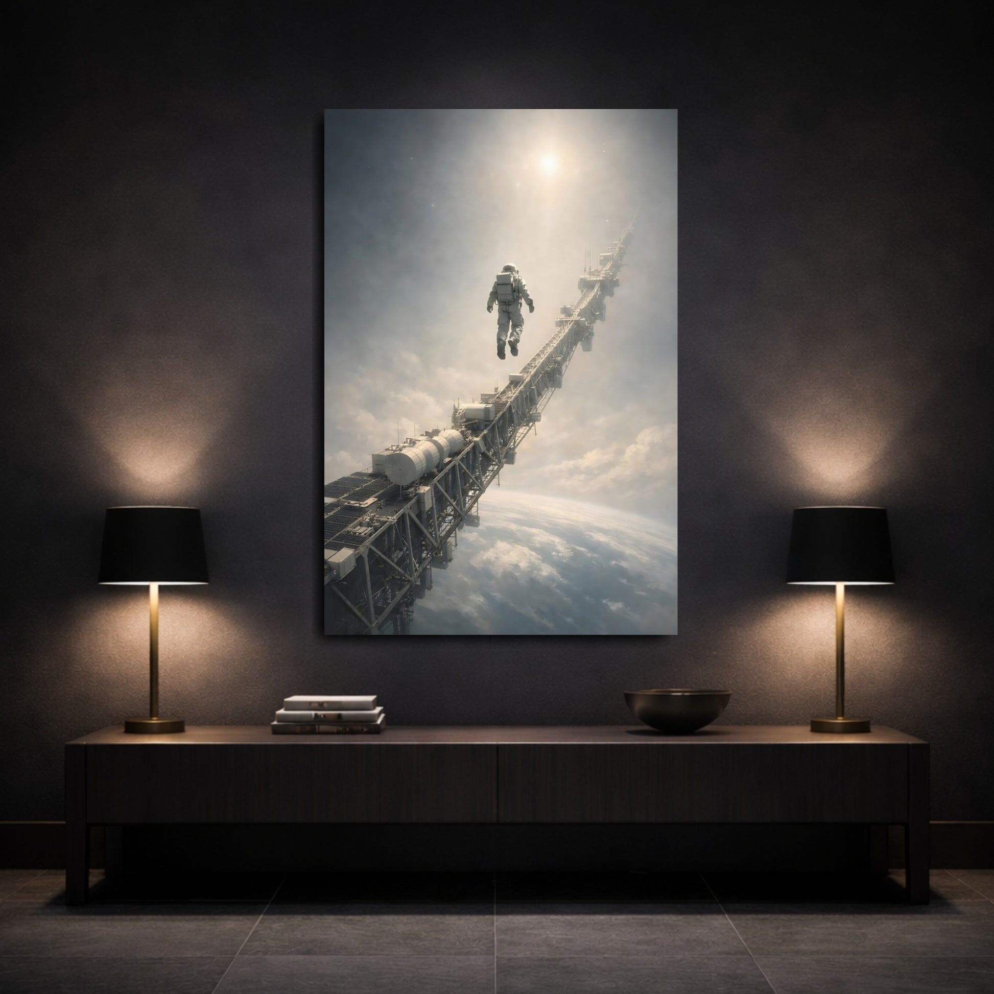 Mockup 2. Science Fiction Astronaut Astronaut Space shown as stretched canvas wall art