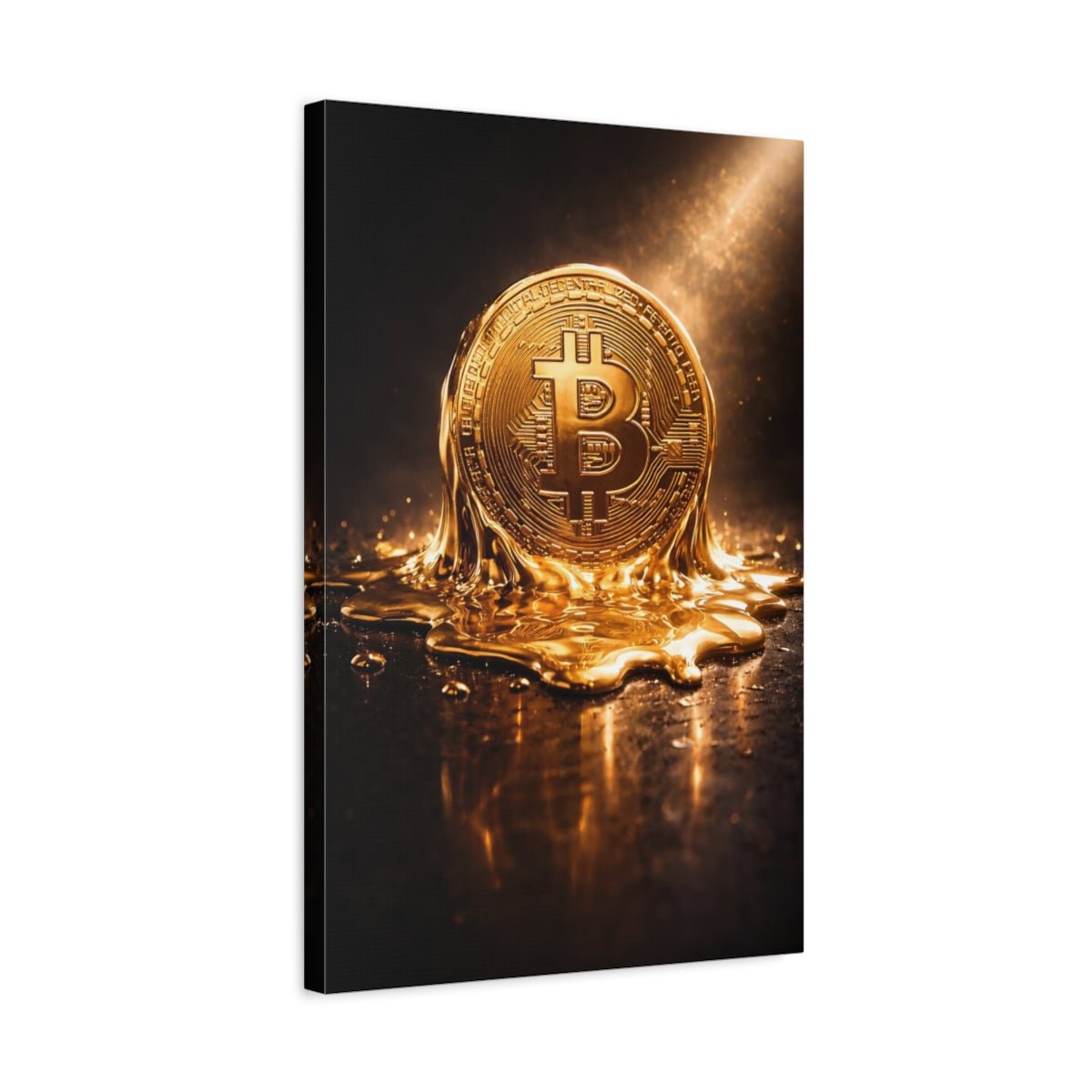 Science Fiction Bitcoin Coin Gold - Canvas Wall Art Print - YesArtYes