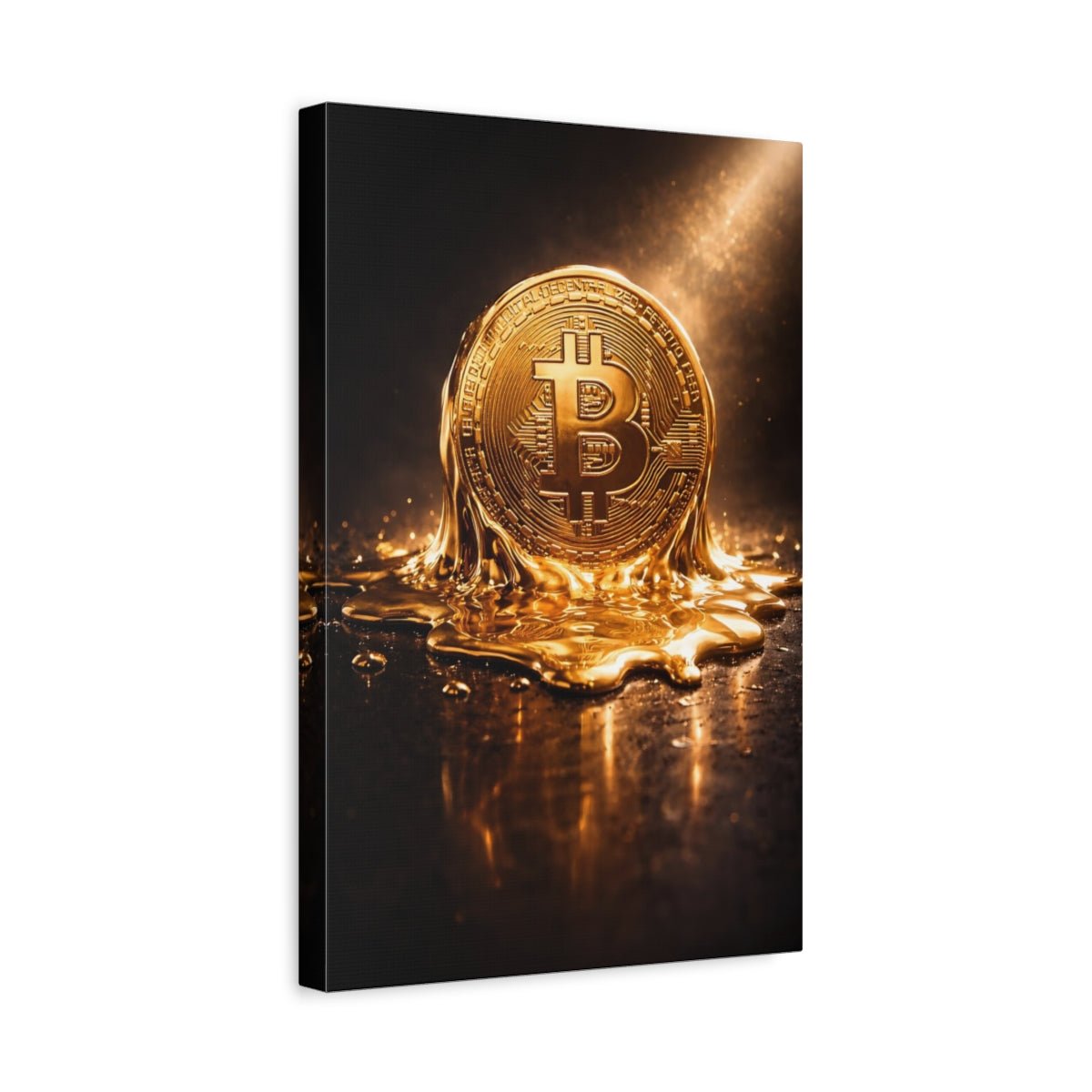 Science Fiction Bitcoin Coin Gold - Canvas Wall Art Print - YesArtYes
