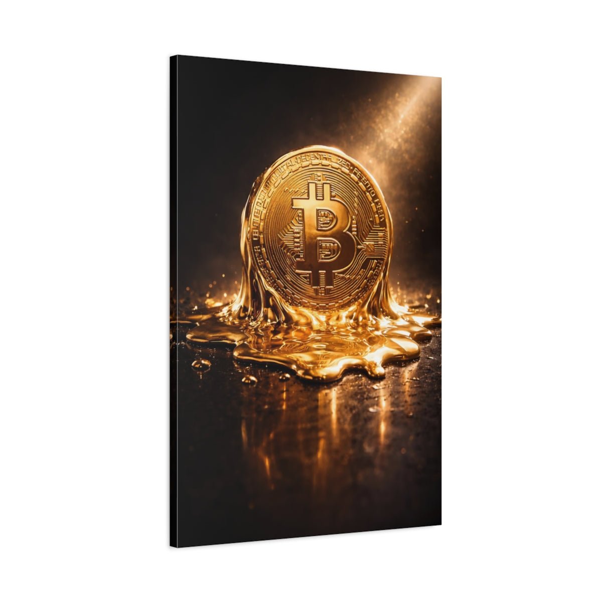 Science Fiction Bitcoin Coin Gold - Canvas Wall Art Print - YesArtYes