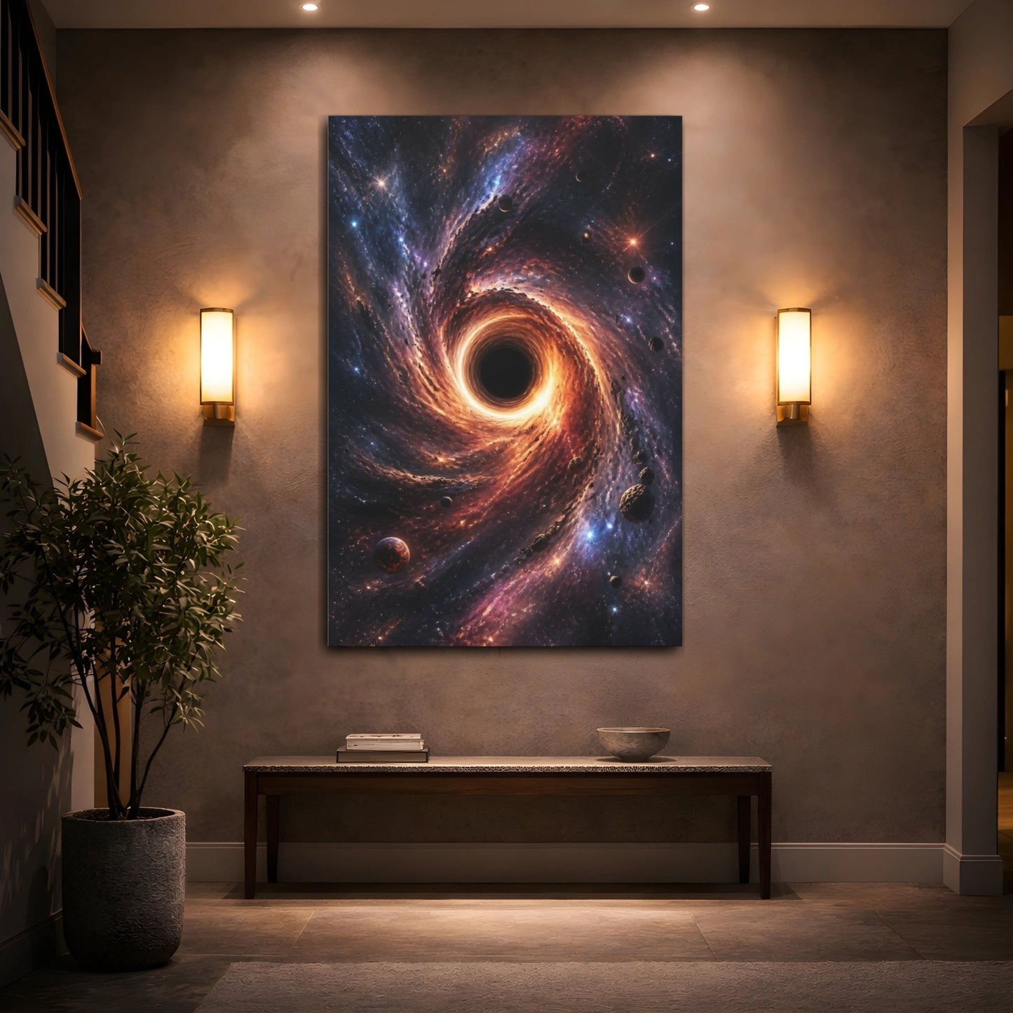 Science Fiction Black Hole Cosmos Canvas Print – Living Room, Above Fireplace - YesArtYes