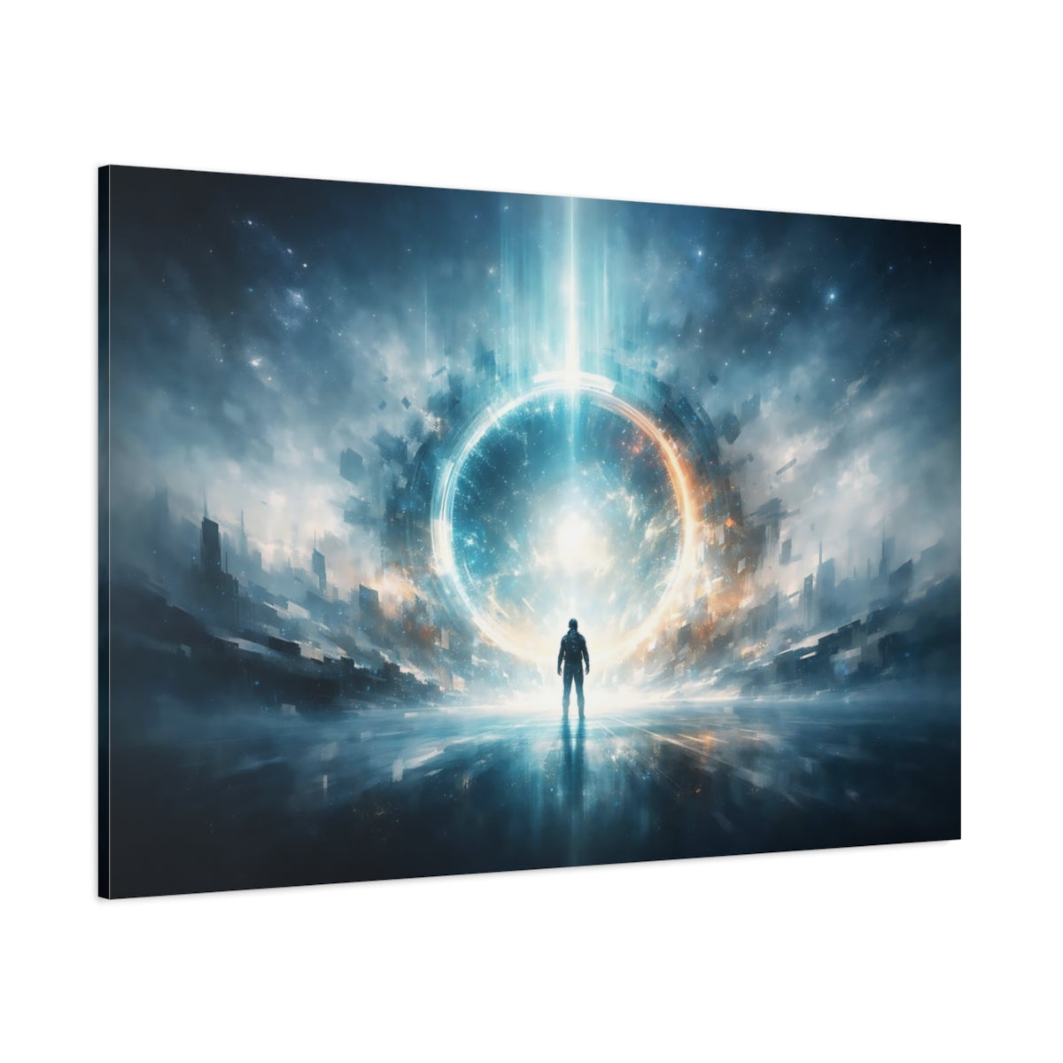 Science Fiction But First shown as stretched canvas wall art