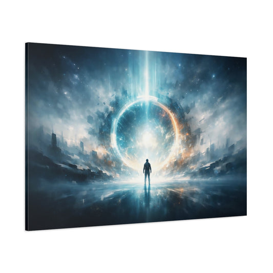 Science Fiction But First shown as stretched canvas wall art