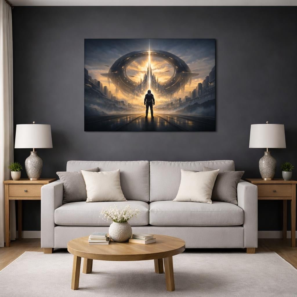Science Fiction Chameleon Spaceman - Canvas Wall Art Print - YesArtYes