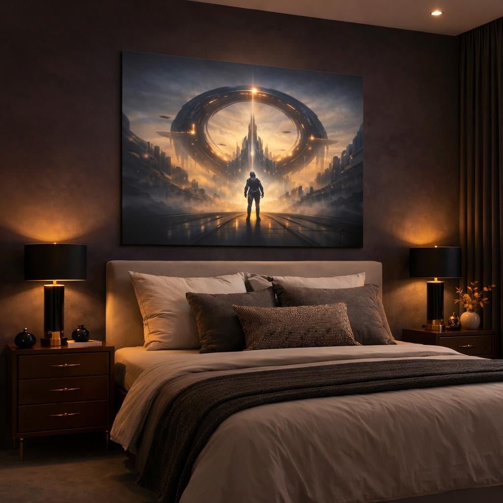 Science Fiction Chameleon Spaceman - Canvas Wall Art Print - YesArtYes