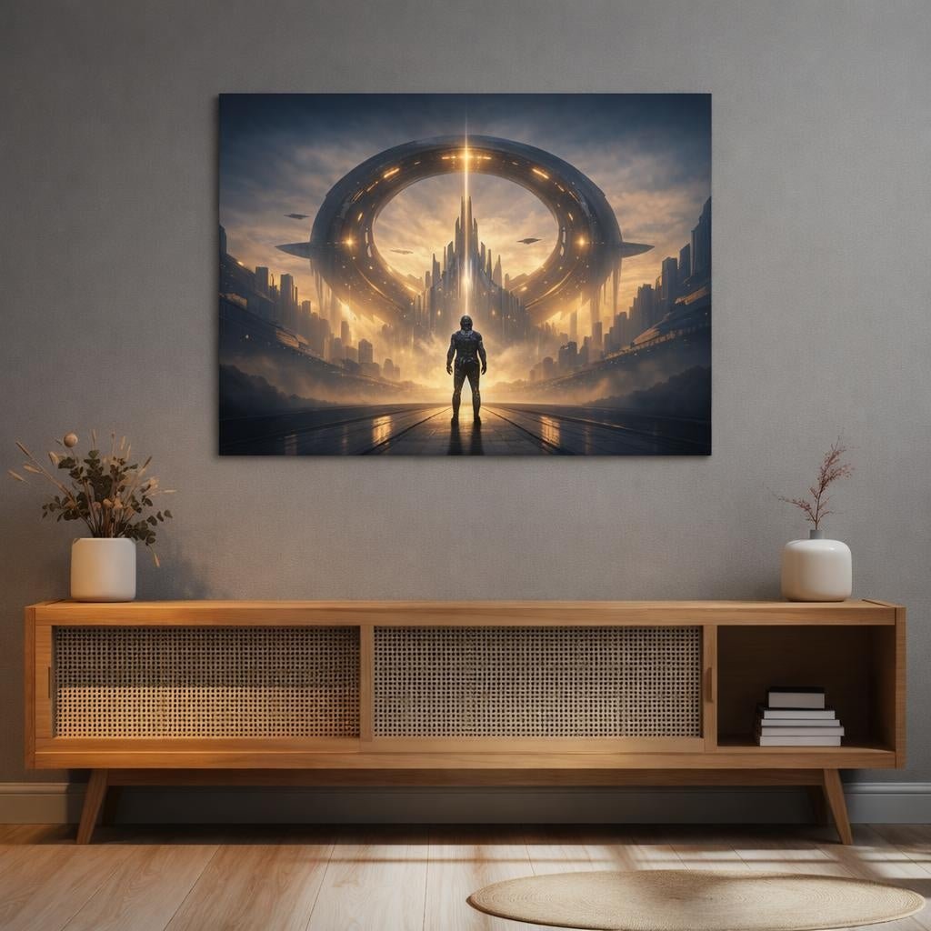 Science Fiction Chameleon Spaceman - Canvas Wall Art Print - YesArtYes