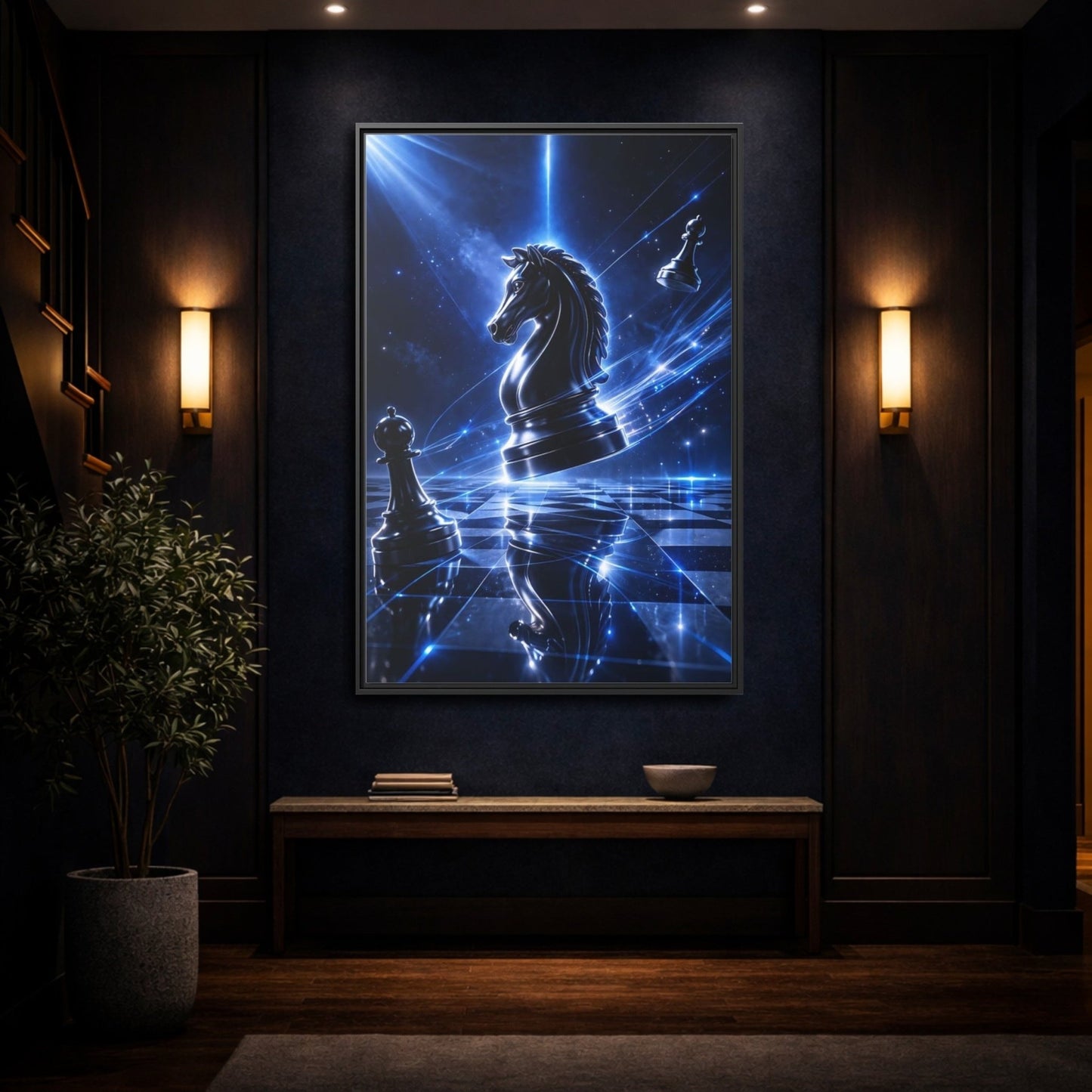 Science Fiction Chess Knight - Framed Canvas Wall Art Print - YesArtYes