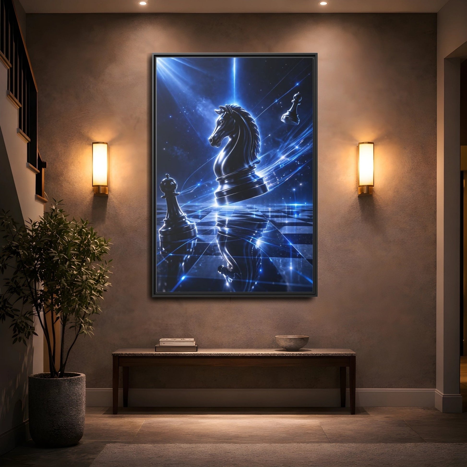 Science Fiction Chess Knight - Framed Canvas Wall Art Print - YesArtYes