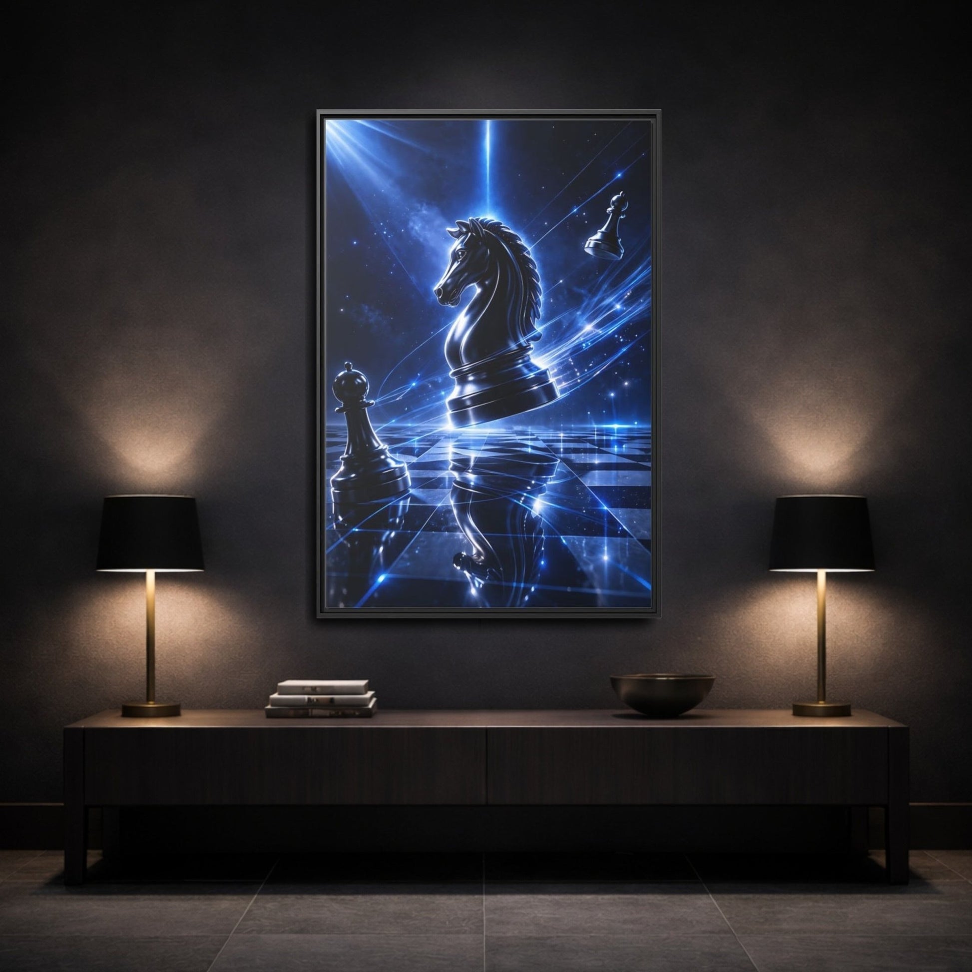 Science Fiction Chess Knight - Framed Canvas Wall Art Print - YesArtYes