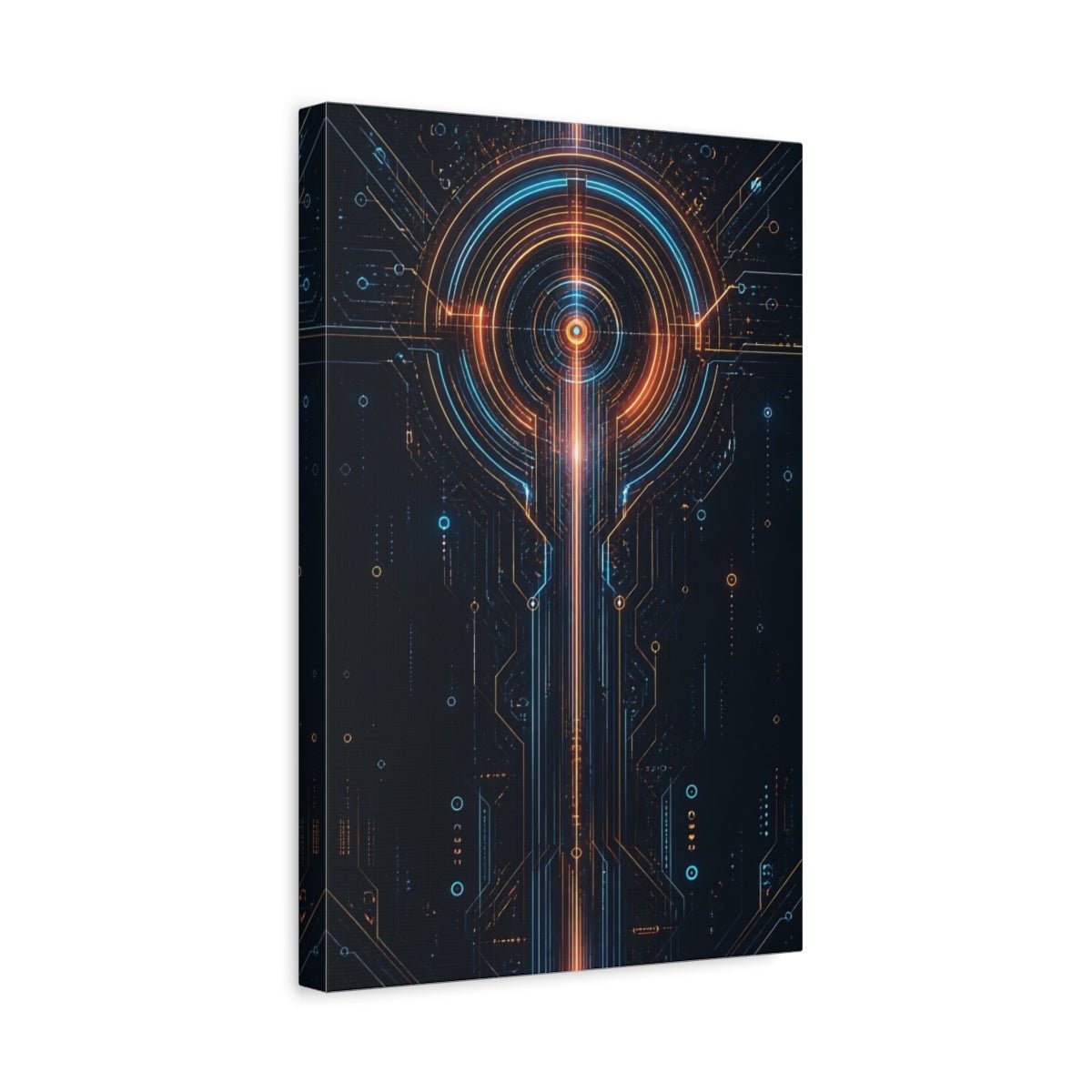 Science Fiction Circuit Board Orange And Canvas Wall Art Print – Futuristic Living Room, Above Console Table - YesArtYes