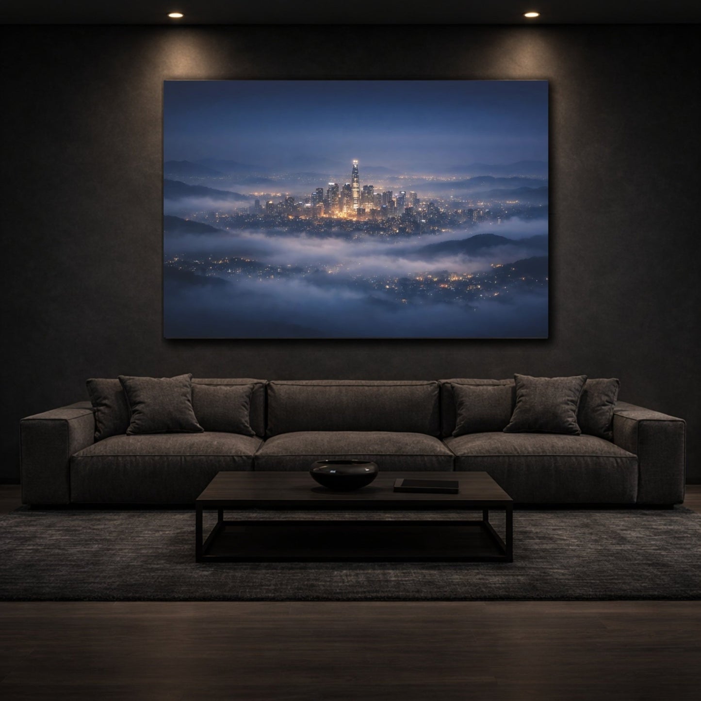 Science Fiction Cityscape Misty - Canvas Wall Art Print - YesArtYes
