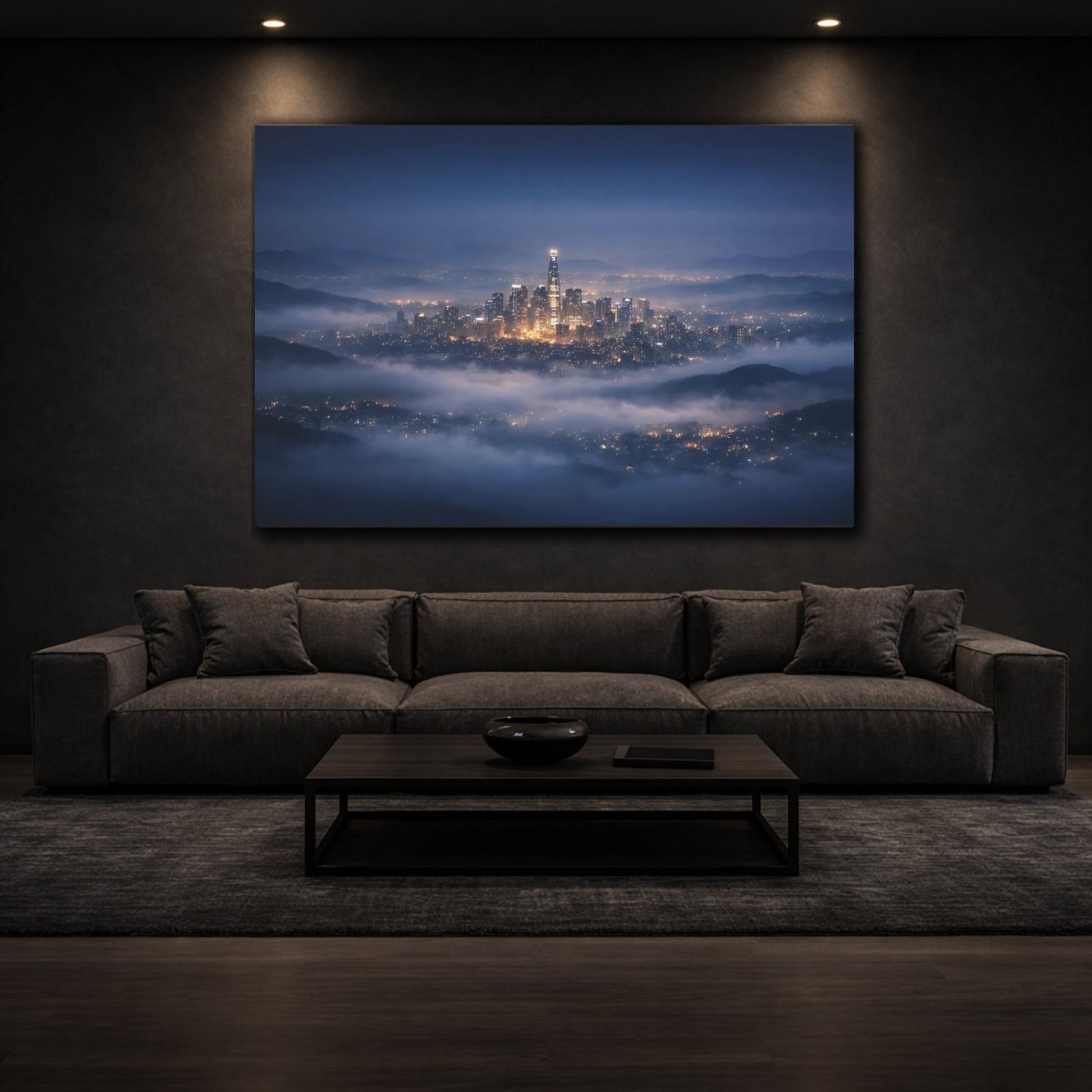 Science Fiction Cityscape Misty - Canvas Wall Art Print - YesArtYes