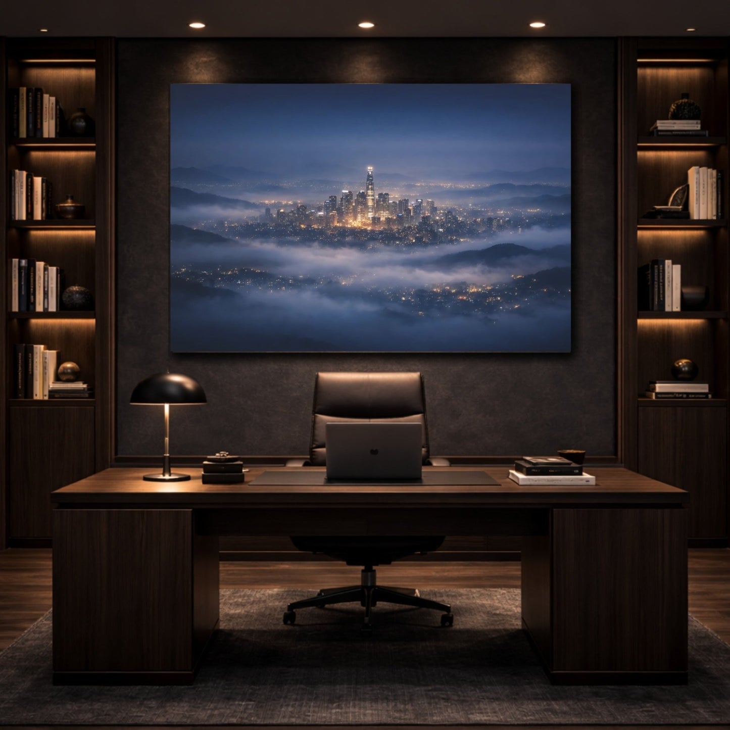 Science Fiction Cityscape Misty - Canvas Wall Art Print - YesArtYes