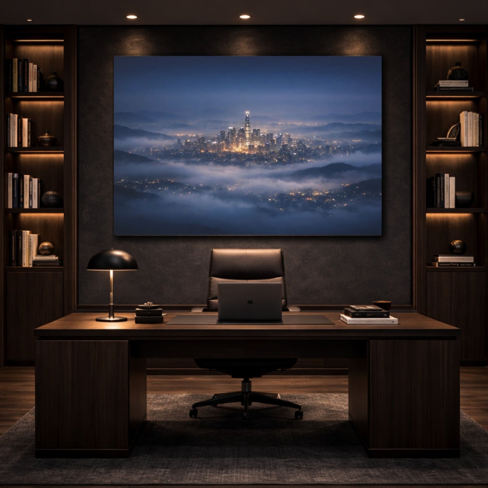 Science Fiction Cityscape Misty - Canvas Wall Art Print - YesArtYes