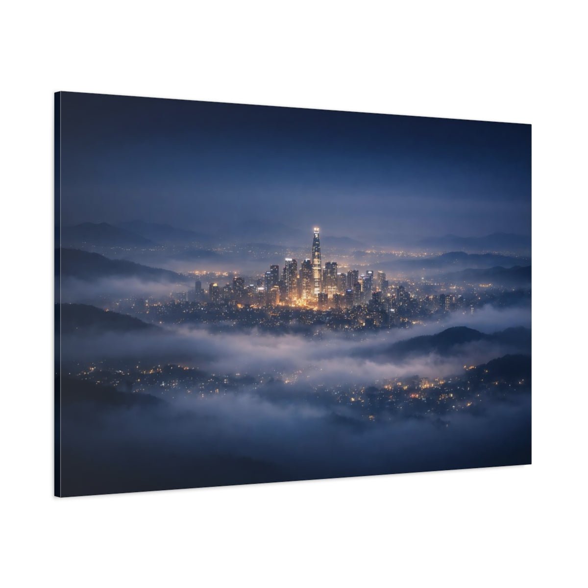 Science Fiction Cityscape Misty - Canvas Wall Art Print - YesArtYes
