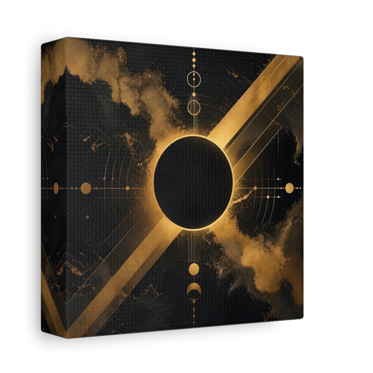 Science Fiction Cosmic Eclipse Black And Canvas Print – Living Room, Above Sofa - YesArtYes