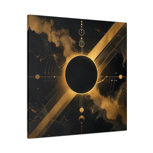 Science Fiction Cosmic Eclipse Black And Canvas Print – Living Room, Above Sofa - YesArtYes