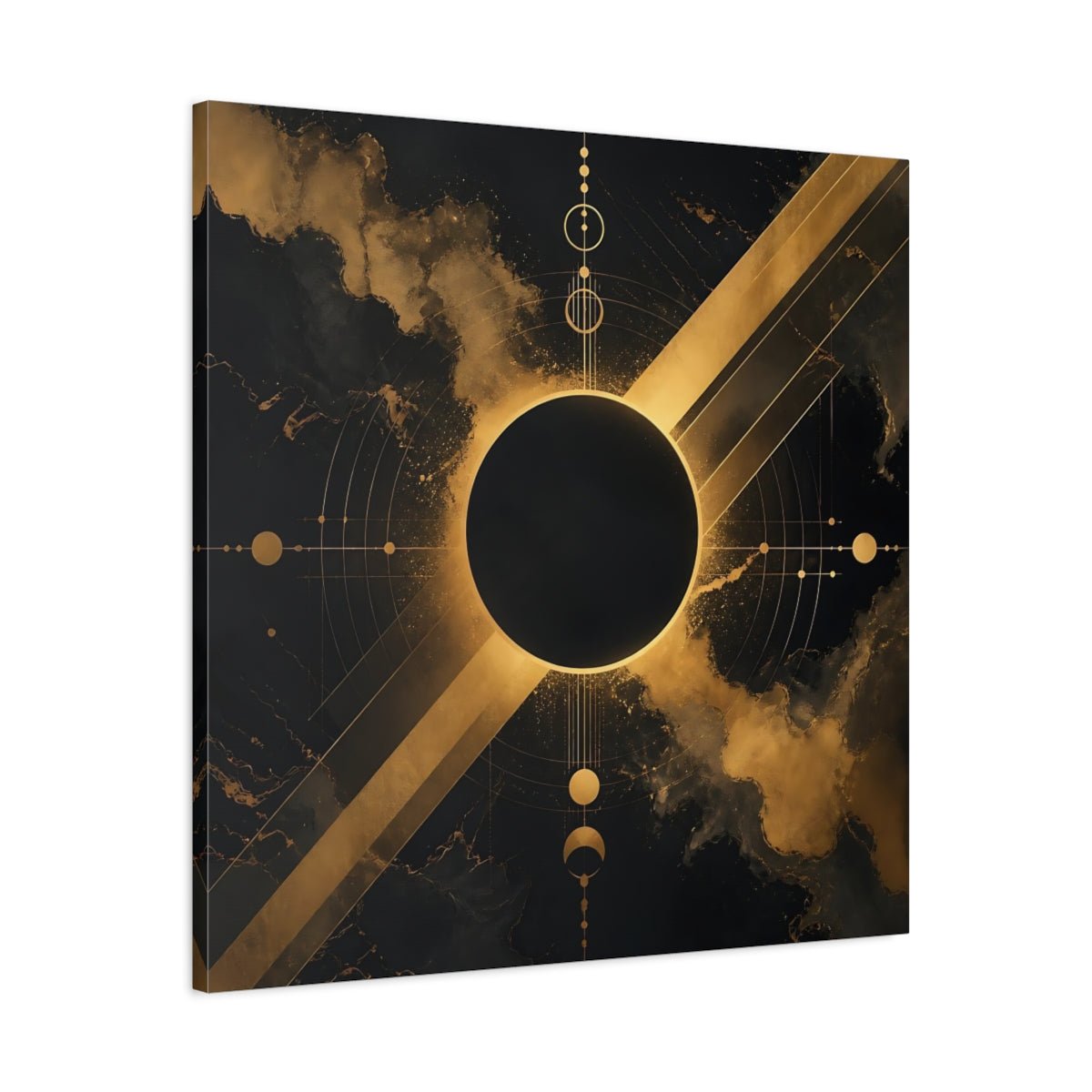 Science Fiction Cosmic Eclipse Black And Canvas Print – Living Room, Above Sofa - YesArtYes