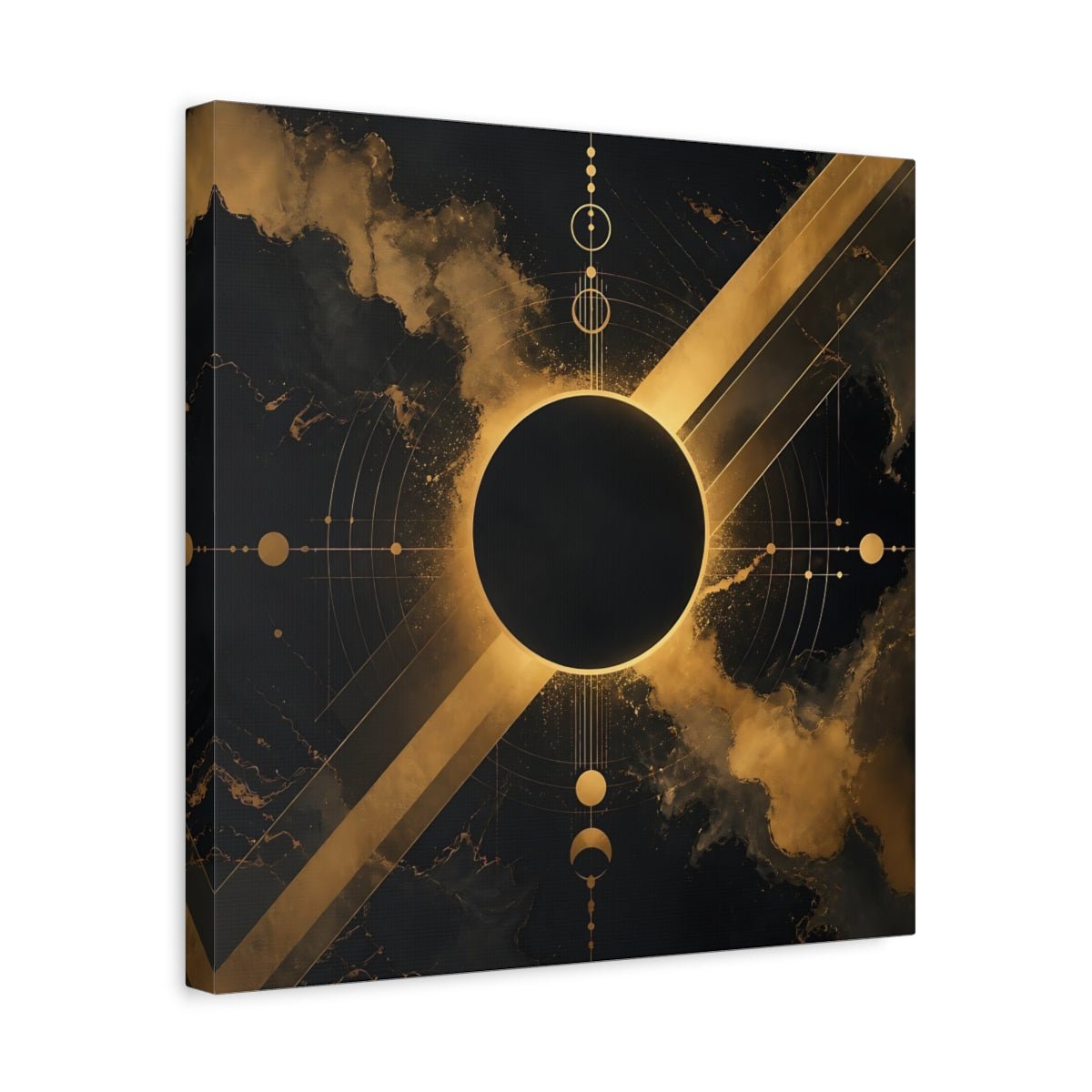 Science Fiction Cosmic Eclipse Black And Canvas Print – Living Room, Above Sofa - YesArtYes