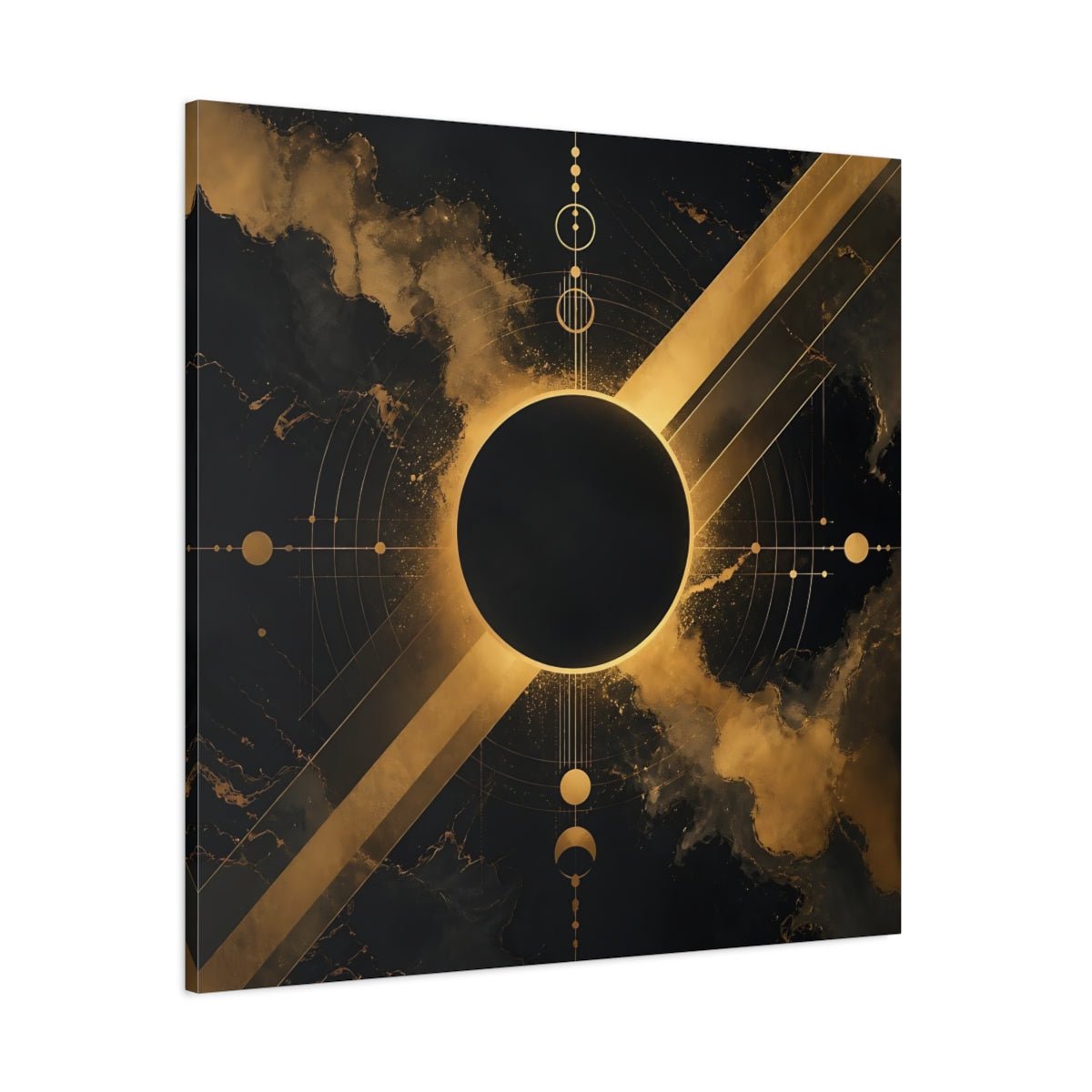 Science Fiction Cosmic Eclipse Black And Canvas Print – Living Room, Above Sofa - YesArtYes