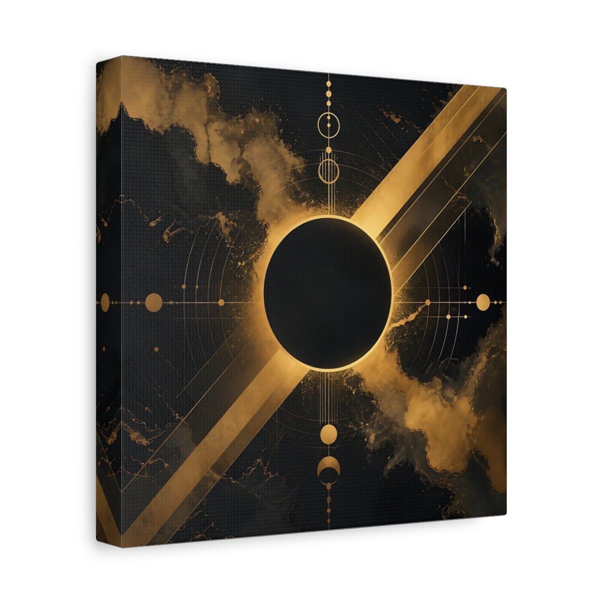 Science Fiction Cosmic Eclipse Black And Canvas Print – Living Room, Above Sofa - YesArtYes