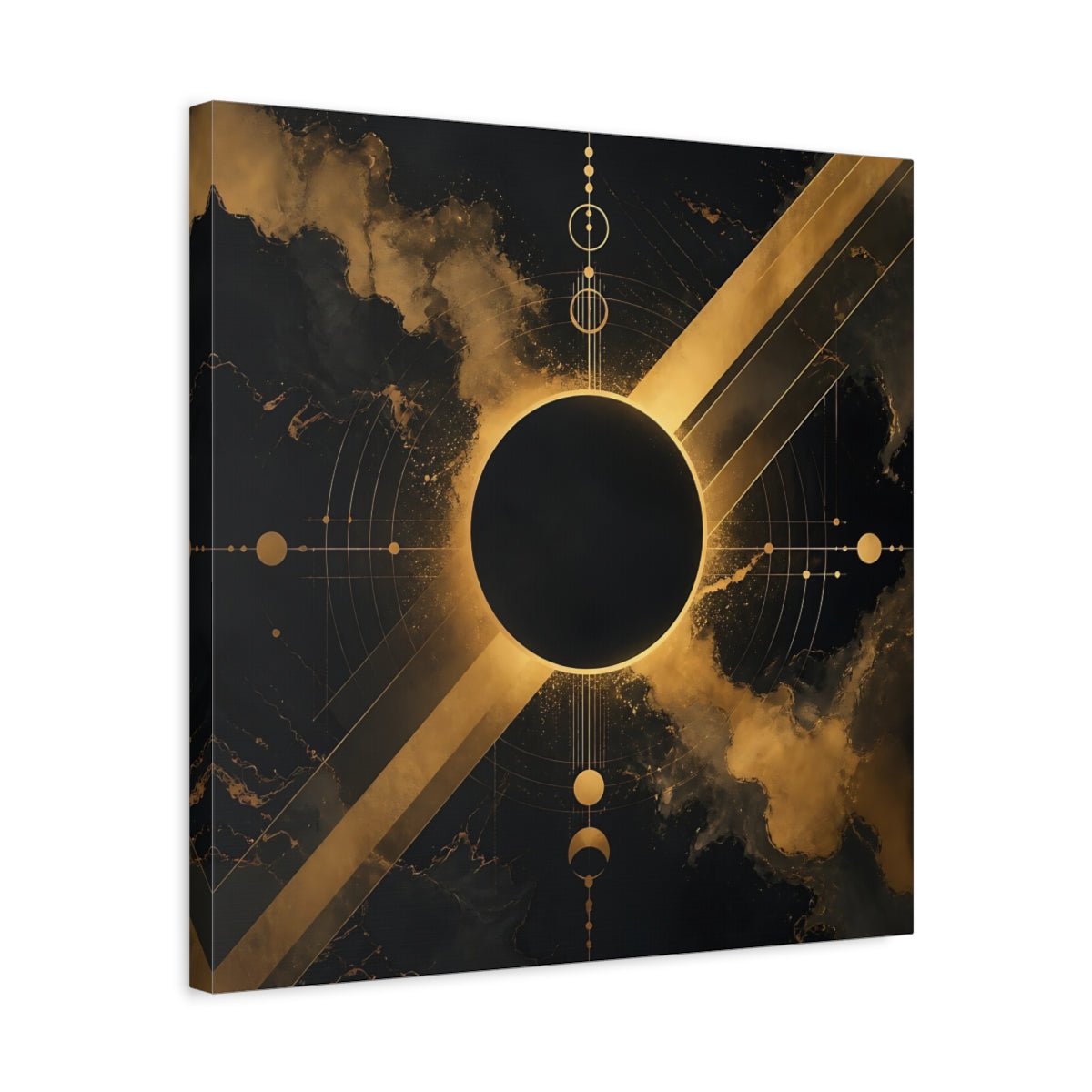 Science Fiction Cosmic Eclipse Black And Canvas Print – Living Room, Above Sofa - YesArtYes
