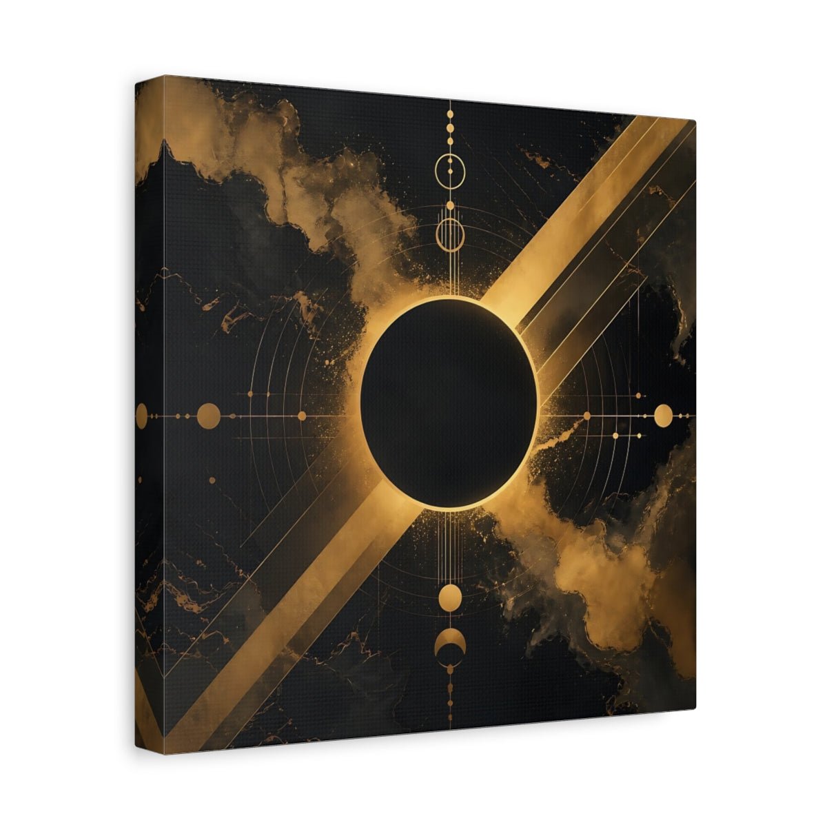 Science Fiction Cosmic Eclipse Black And Canvas Print – Living Room, Above Sofa - YesArtYes