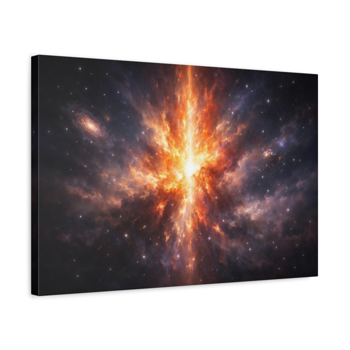 Science Fiction Cosmic Explosion Orange And Black - Canvas Wall Art Print - YesArtYes