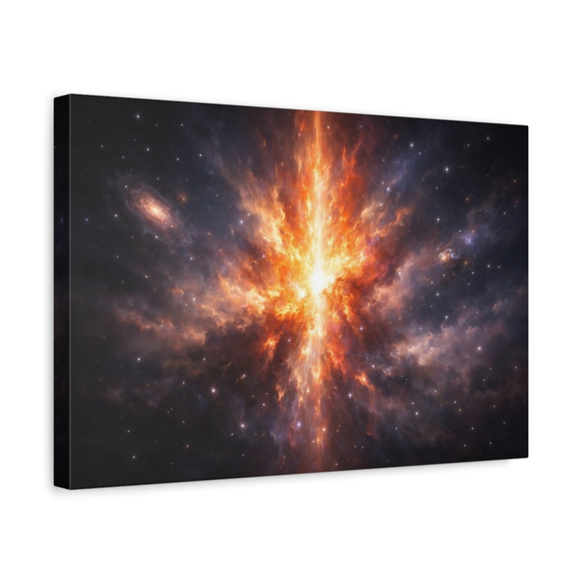 Science Fiction Cosmic Explosion Orange And Black - Canvas Wall Art Print - YesArtYes