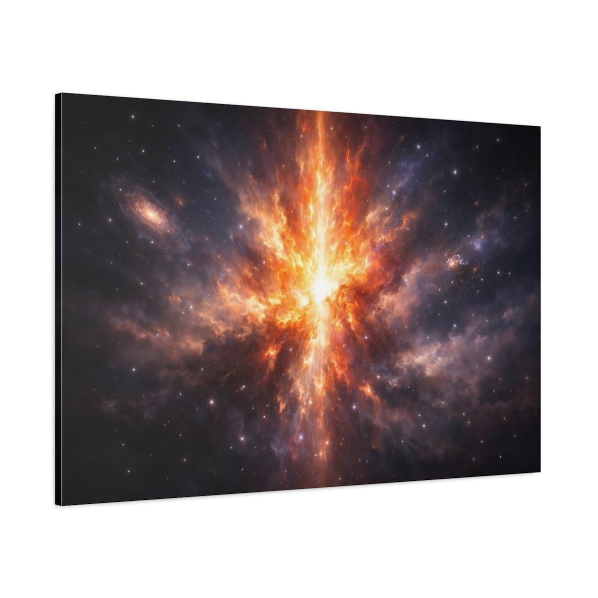 Science Fiction Cosmic Explosion Orange And Black - Canvas Wall Art Print - YesArtYes
