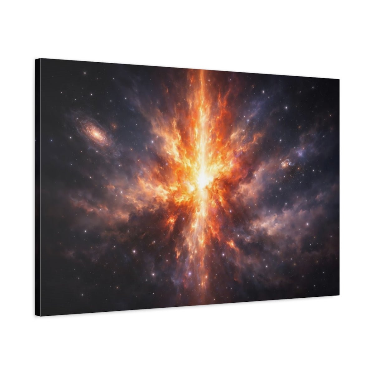 Science Fiction Cosmic Explosion Orange And Black - Canvas Wall Art Print - YesArtYes