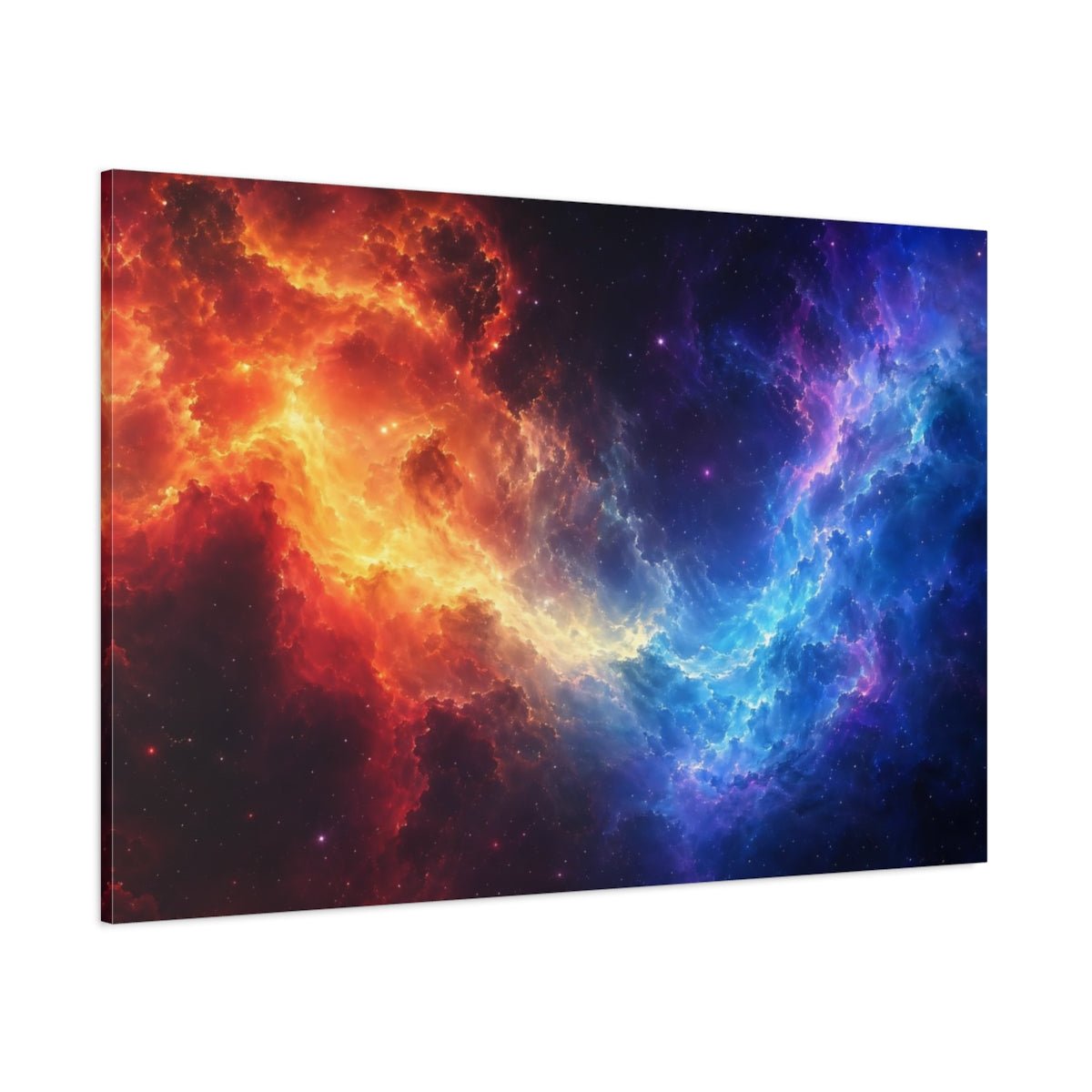 Science Fiction Cosmic Nebula Red Blue Canvas Print – Abstract Living Room, Above Sofa - YesArtYes