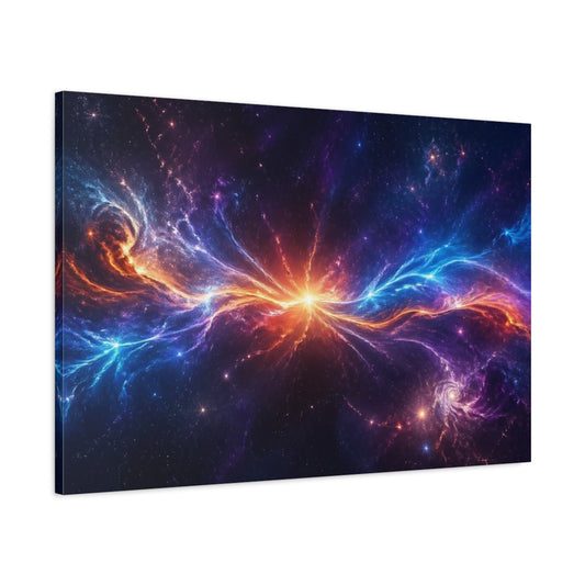Main Mockup. Science Fiction Cosmic Nebula Vibrant Space shown as stretched canvas wall art