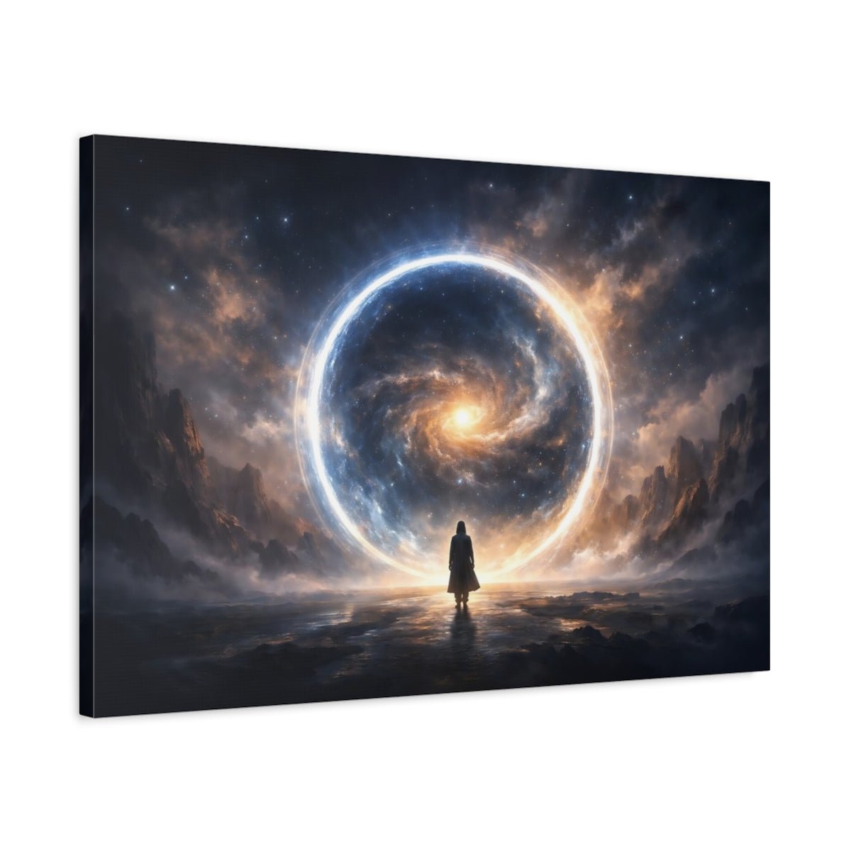 Science Fiction Cosmic Portal Blue And Orange - Canvas Wall Art Print - YesArtYes