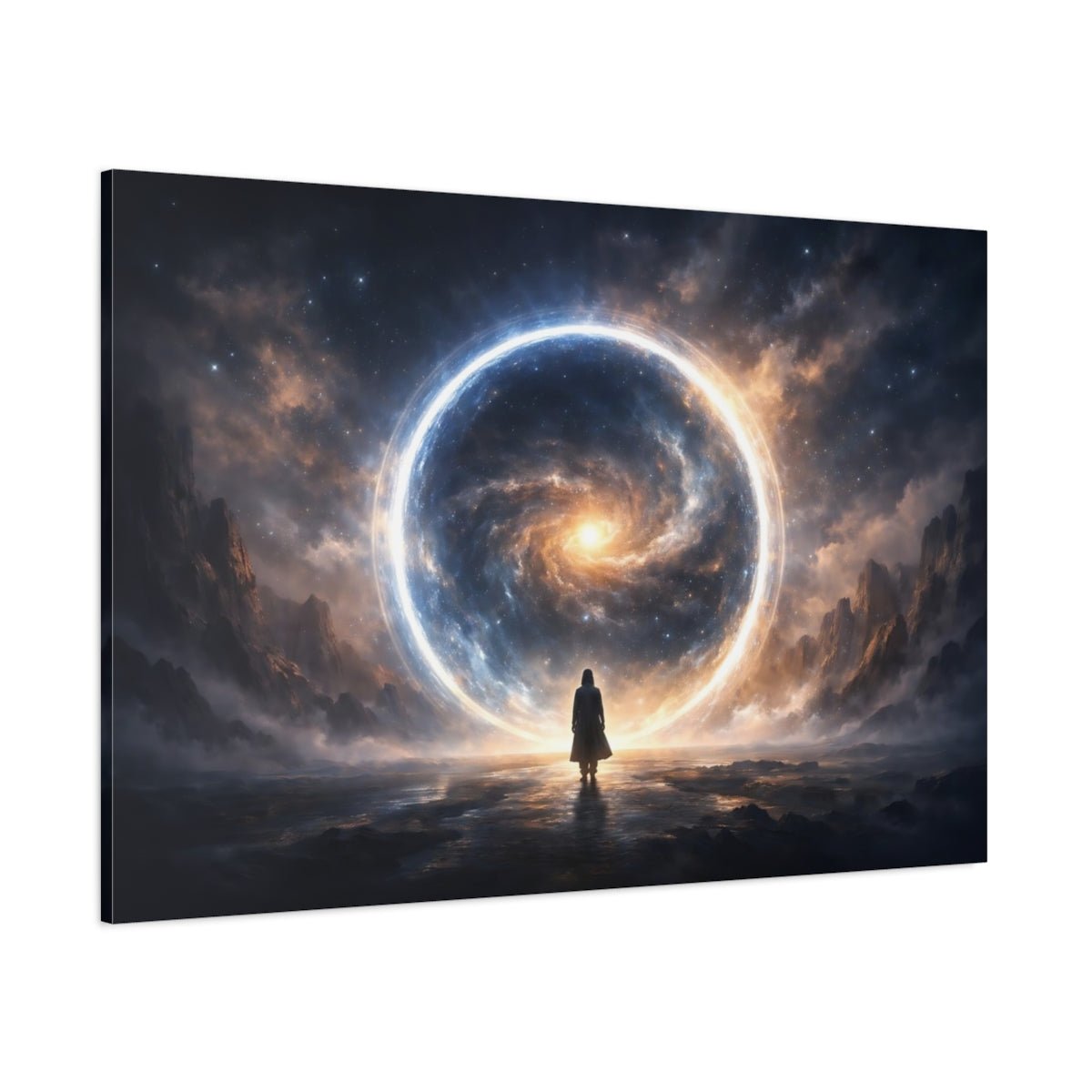 Science Fiction Cosmic Portal Blue And Orange - Canvas Wall Art Print - YesArtYes