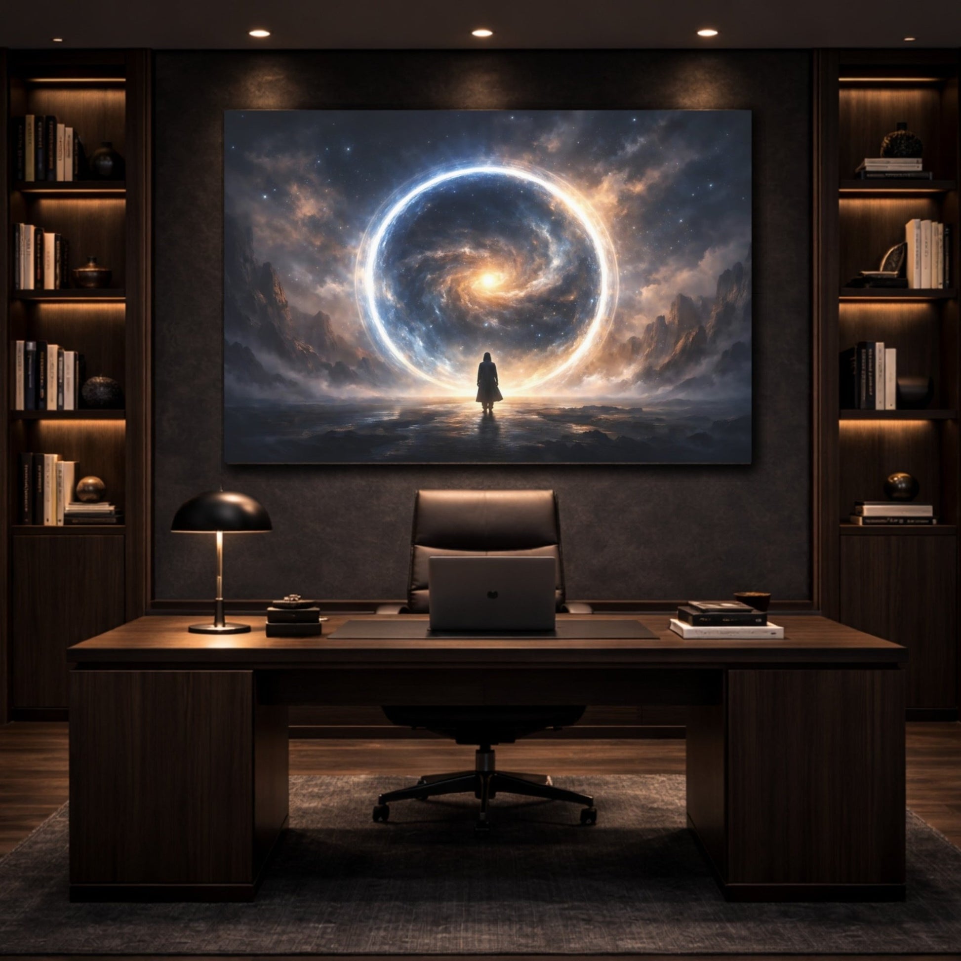 Science Fiction Cosmic Portal Blue And Orange - Canvas Wall Art Print - YesArtYes
