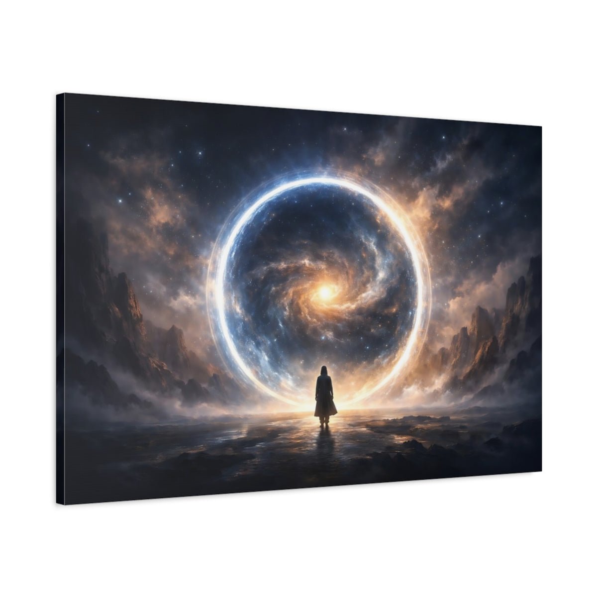 Science Fiction Cosmic Portal Blue And Orange - Canvas Wall Art Print - YesArtYes