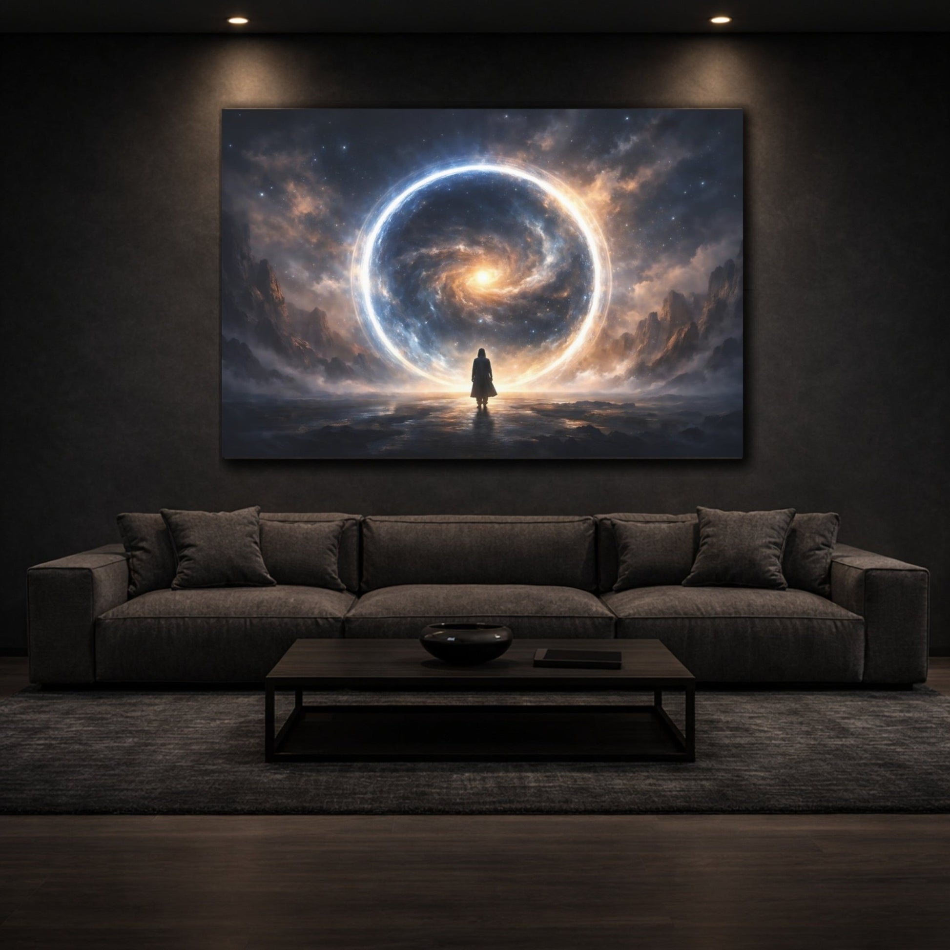 Science Fiction Cosmic Portal Blue And Orange - Canvas Wall Art Print - YesArtYes