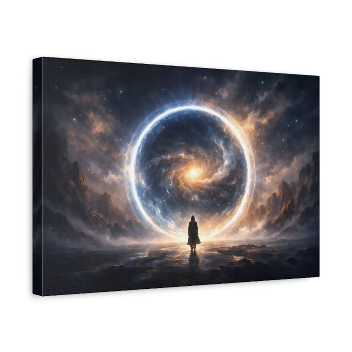 Science Fiction Cosmic Portal Blue And Orange - Canvas Wall Art Print - YesArtYes