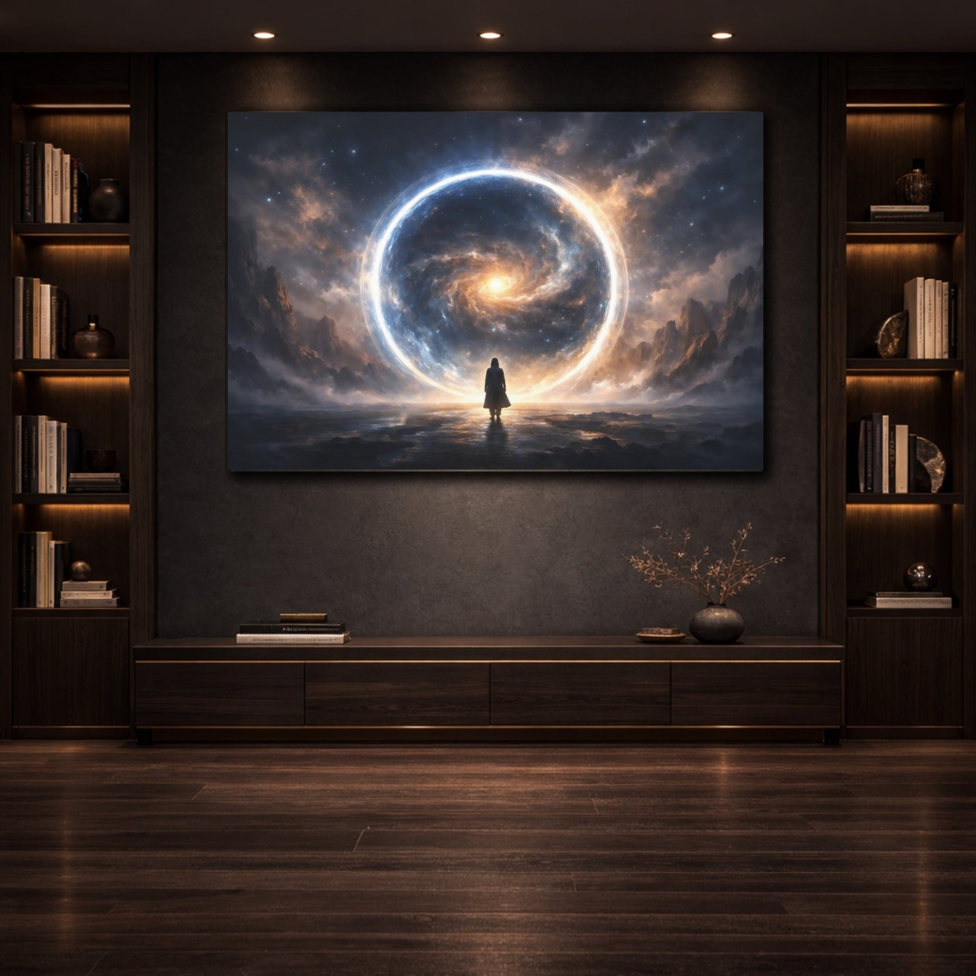 Science Fiction Cosmic Portal Blue And Orange - Canvas Wall Art Print - YesArtYes