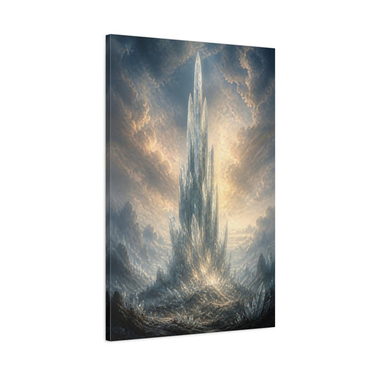 Science Fiction Crystal Spire Blue And Canvas Print – Fantasy Living Room, Above Fireplace - YesArtYes