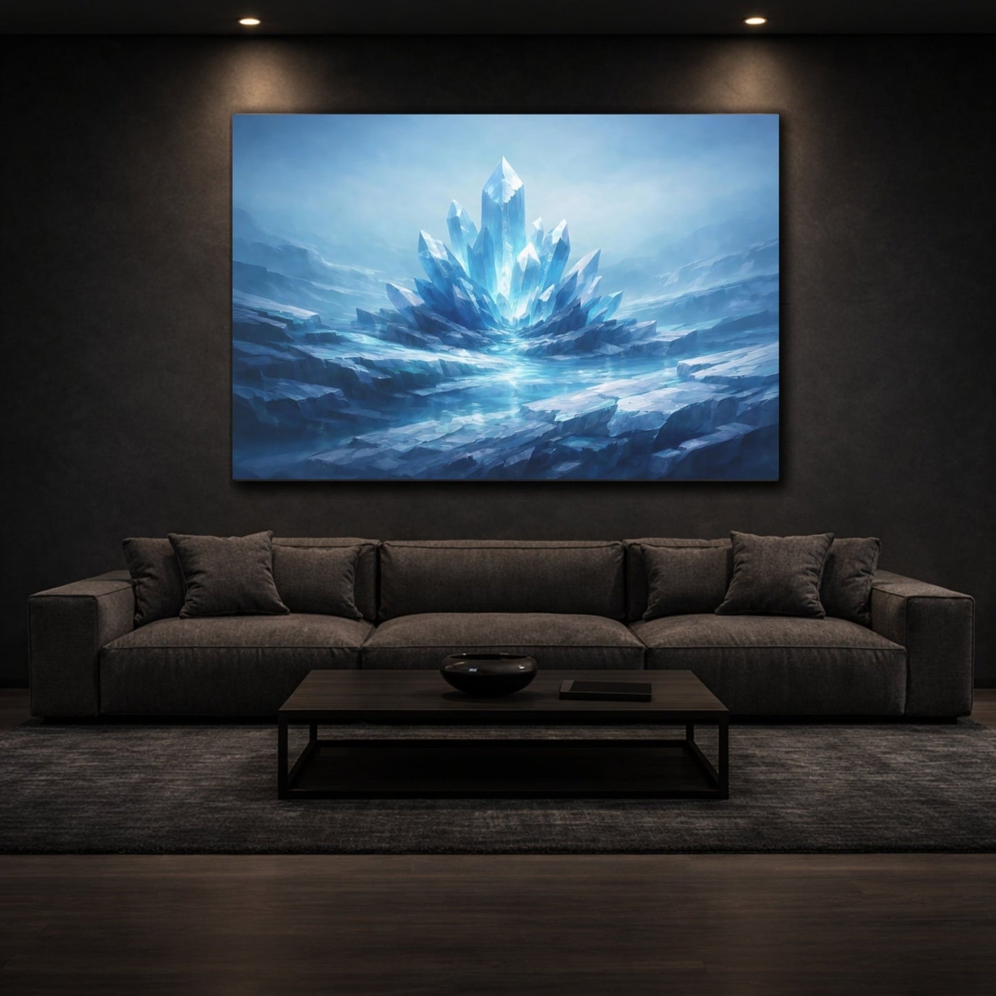 Science Fiction Crystals Blue - Canvas Wall Art Print - YesArtYes
