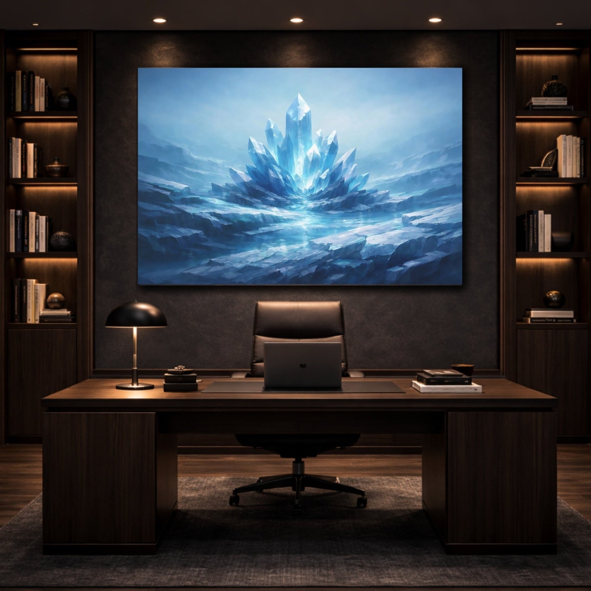 Science Fiction Crystals Blue - Canvas Wall Art Print - YesArtYes