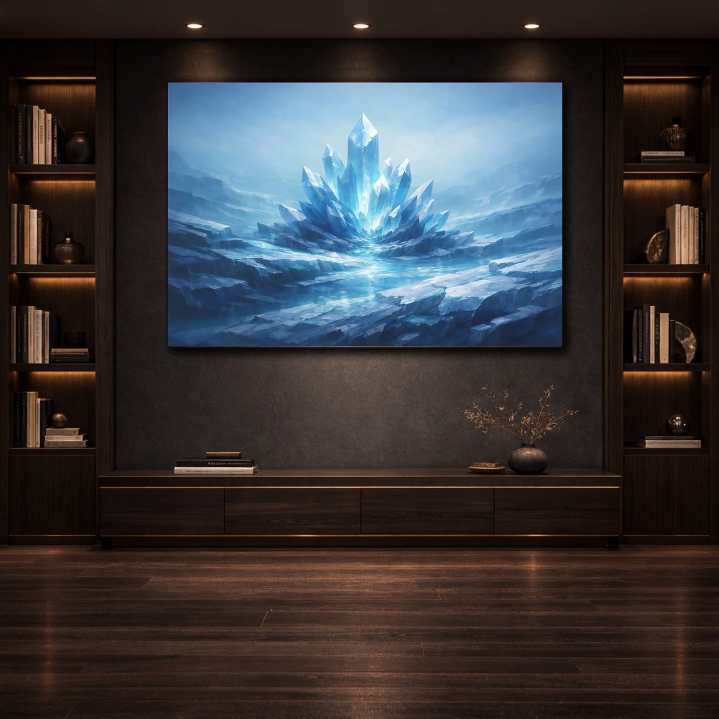 Science Fiction Crystals Blue - Canvas Wall Art Print - YesArtYes