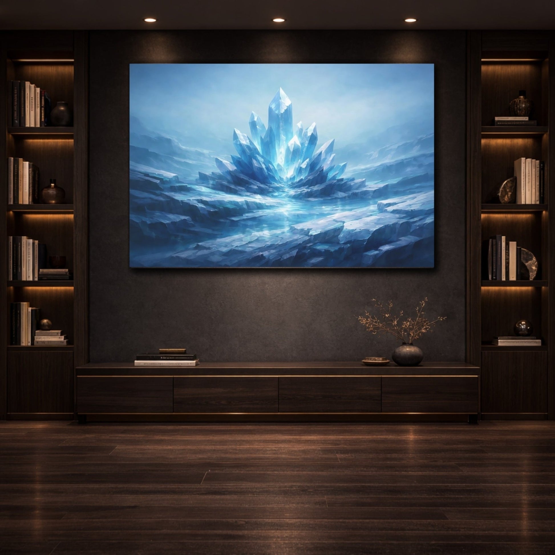 Science Fiction Crystals Blue - Canvas Wall Art Print - YesArtYes