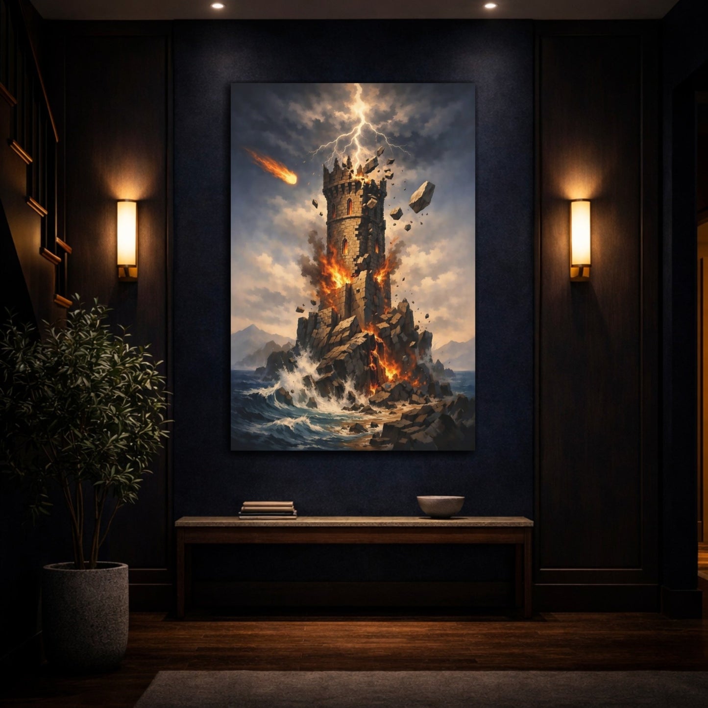 Science Fiction Destroyed Tower Fantasy Destruction - Canvas Wall Art Print - YesArtYes
