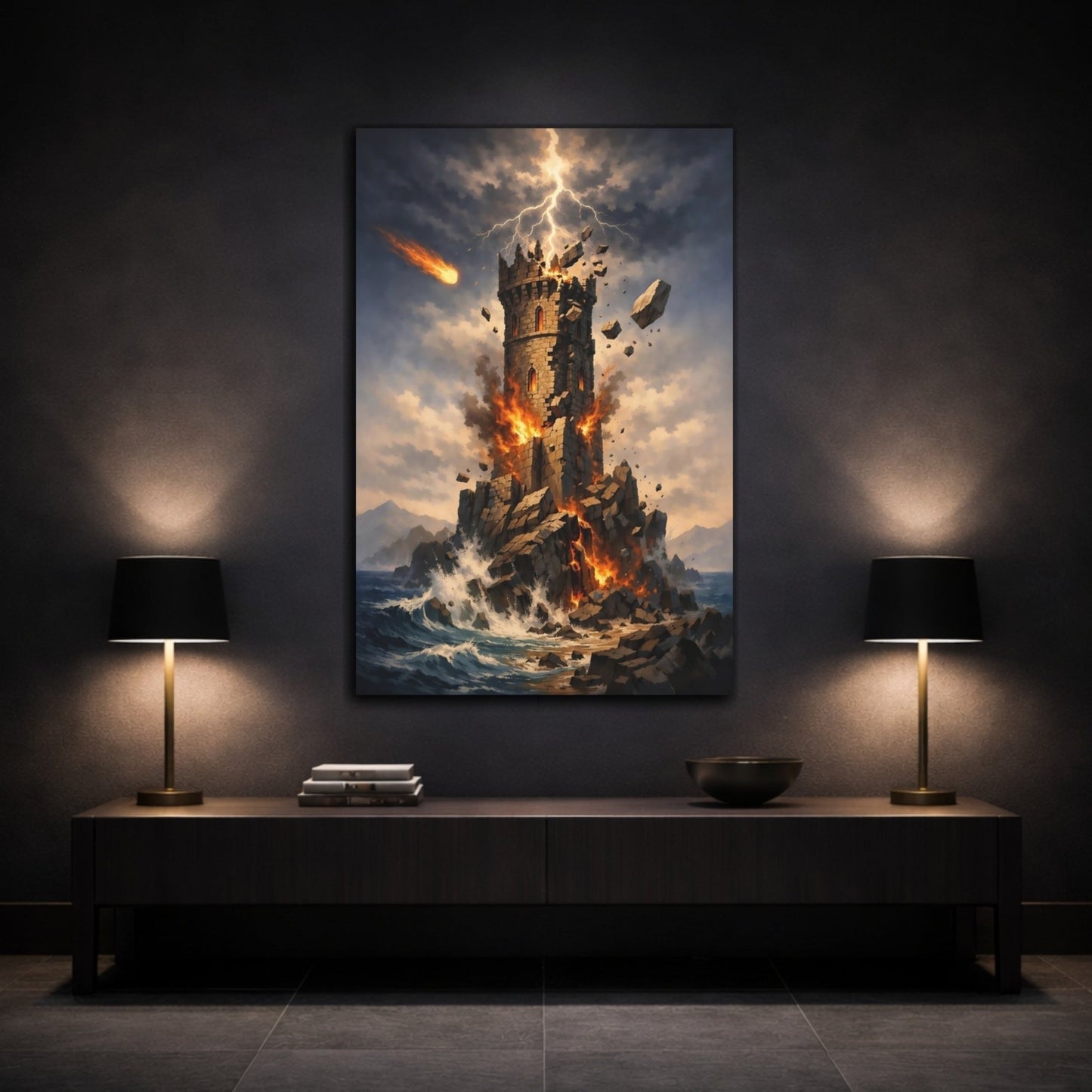 Science Fiction Destroyed Tower Fantasy Destruction - Canvas Wall Art Print - YesArtYes