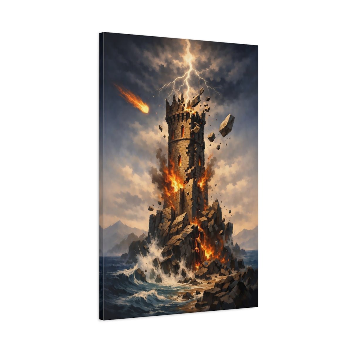 Science Fiction Destroyed Tower Fantasy Destruction - Canvas Wall Art Print - YesArtYes