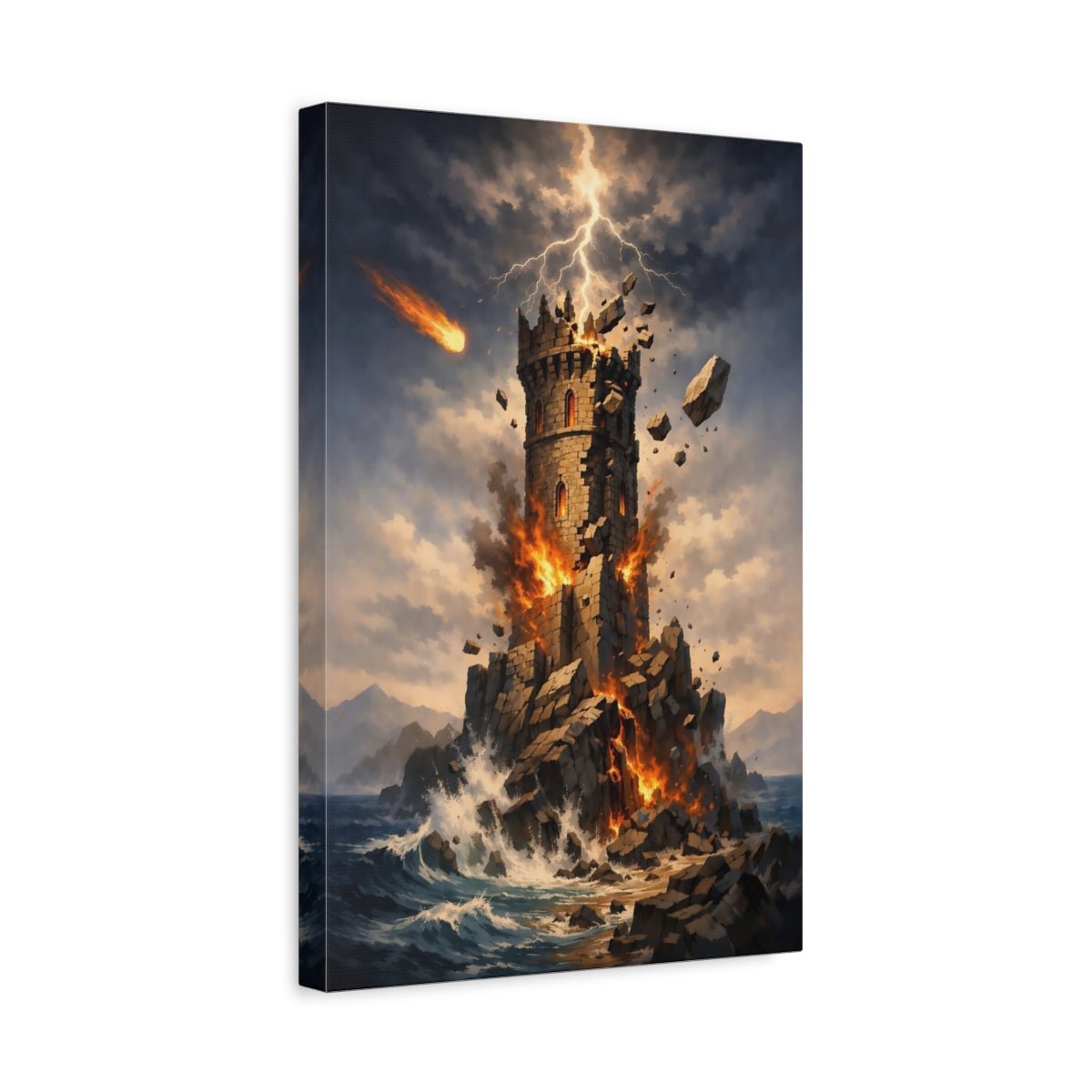 Science Fiction Destroyed Tower Fantasy Destruction - Canvas Wall Art Print - YesArtYes