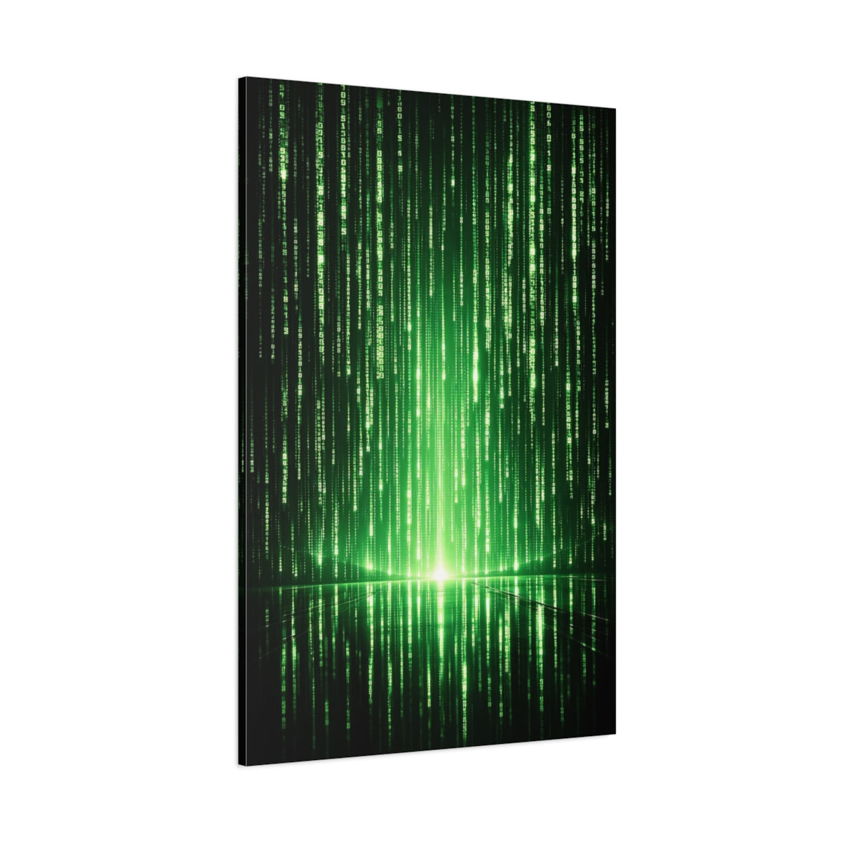 Main Mockup. Science Fiction Digital Code Green Digital Code shown as stretched canvas wall art